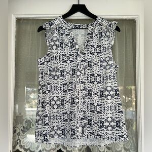 Floral Sleeveless Top - Black and White